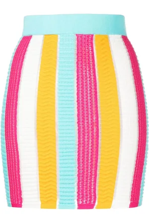 Solid Falda tejida con diseño color block