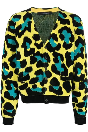 VERSACE Cárdigan con estampado de leopardo
