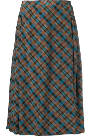 Saint Laurent Falda a cuadros con pliegues