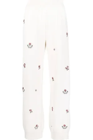 Barrie Pantalones de cachemira con bordado floral
