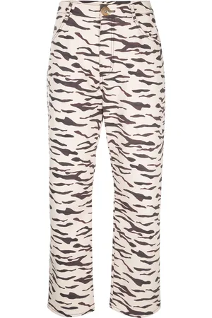 REJINA PYO Pantalones rectos con motivo de tigre