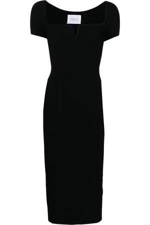 GALVAN Vestido tejido de canalé con cuello en V