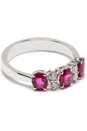 Leo Pizzo Anillo Eternity en oro blanco de 18kt con diamante y rubíes