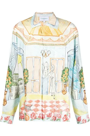 Casablanca Camisa de seda con ilustración estampada