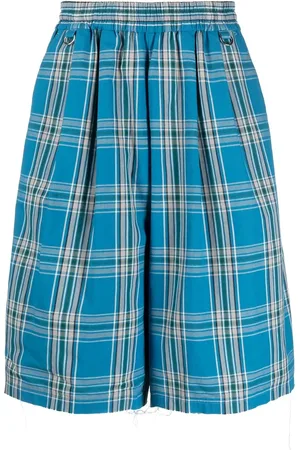 FACETASM Bermudas rectas con motivo de cuadros tartán