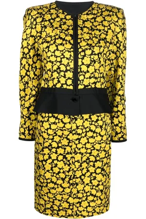 VALENTINO GARAVANI Set de chamarra y vestido con estampado floral 1980