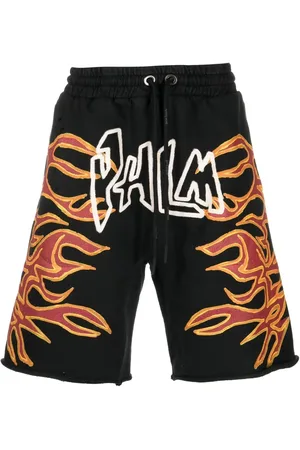 Palm Angels Shorts Graffiti Flames con logo estampado