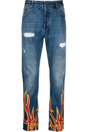 Palm Angels Jeans rectos con estampado Burning flame