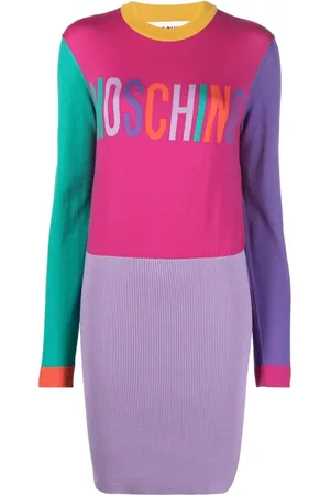 Moschino Vestido estilo suéter tejido con logo en intarsia