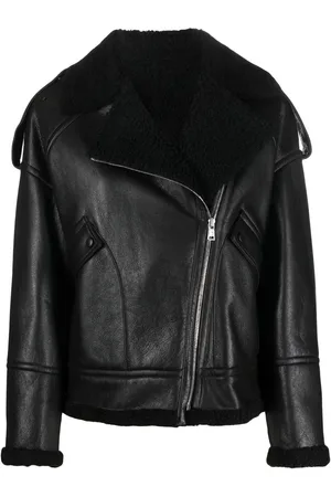 YVES SALOMON Chamarra biker con efecto agrietado