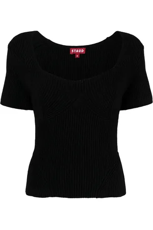 Staud Top de canalé con escote en forma de corazón