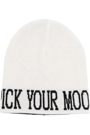 Alberta Ferretti Gorro tejido con eslogan estampado