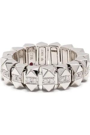 Roberto Coin Anillo estilo pirámide en oro blanco de 18kt con diamantes