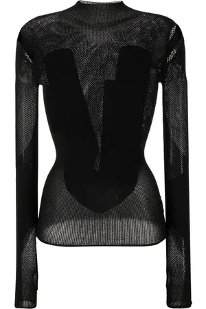 DION LEE Top manga larga con detalle de aberturas
