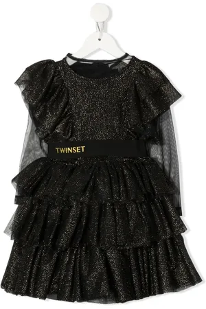 Twin-Set Vestido de tul con volantes y glitter