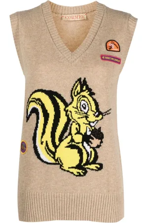 CORMIO Chaleco tejido con ardillas estampadas