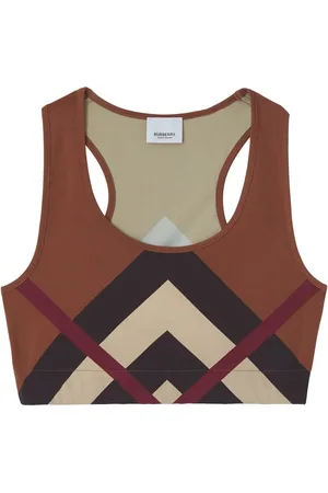Burberry Top corto Chevron a cuadros estampados