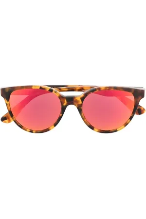 VERSACE Lentes de sol con armazón redonda estilo carey
