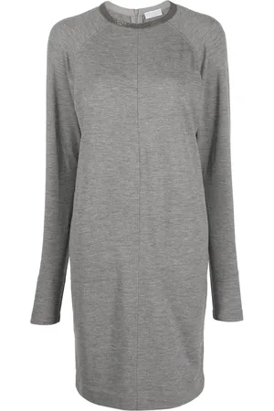 Brunello Cucinelli Vestido tejido con ribete Monili