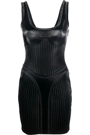 MUGLER Vestido corto con motivo de raya