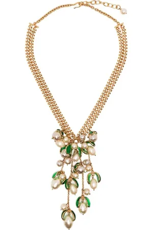 Gripoix Collar de cadena con detalle de perlas