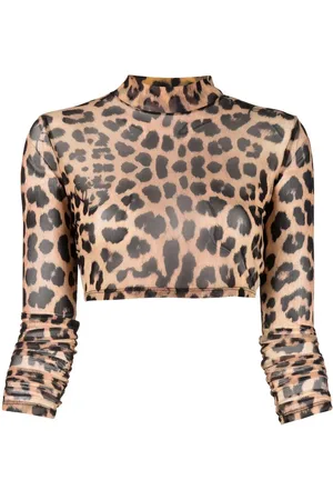 Philipp Plein Top corto con estampado de leopardo