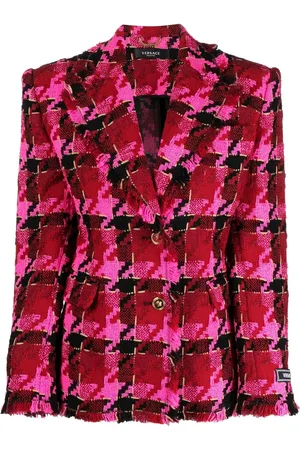VERSACE Blazer oversize con motivo pied de poule