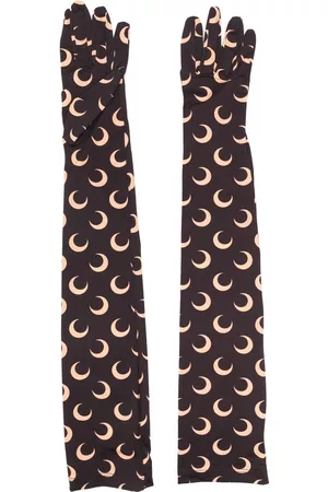 Marine Serre Guantes largos con lunas estampadas