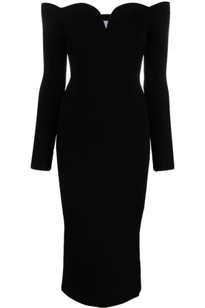 GALVAN Vestido midi con hombros descubiertos