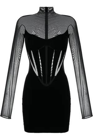 Wolford Vestido corto con paneles semitraslúcido de Mugler x