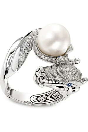 John Hardy Anillo Legends Naga con diamante y perla