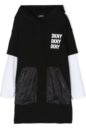 DKNY Vestido estilo suéter a capas con capucha