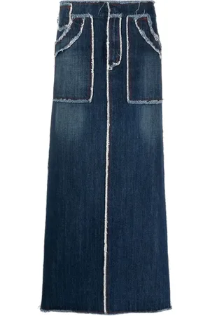 Jean Paul Gaultier Falda de mezclilla con bordes envejecido 1990