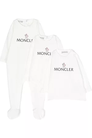 Moncler Pack de tres bodies con logo estampado