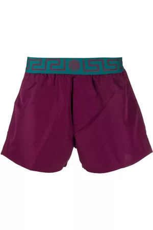 VERSACE Hombre Shorts - Shorts de playa con logo en la pretina