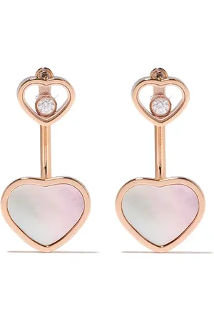 Chopard Aretes Happy Hearts en oro rosa de 18kt con diamante