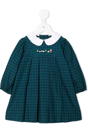 Familiar Vestido manga larga con cuadros estampados
