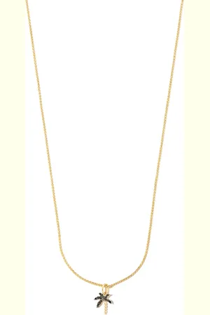 YVONNE LÉON Collar con dije de palmera en oro amarillo de 18kt con diamantes