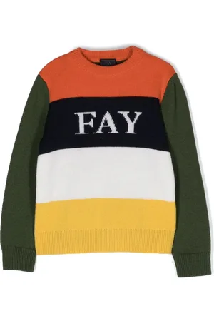 FAY Suéter con logo bordado y diseño color block