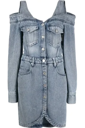 Isabel Marant Vestido camisero de mezclilla con hombros descubiertos
