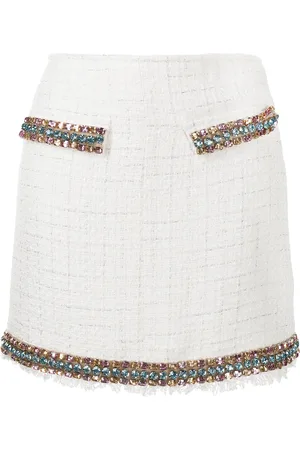 BLUMARINE Falda corta de tweed con apliques