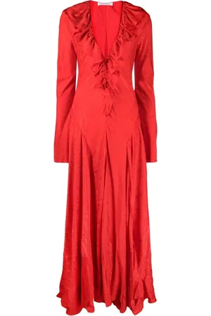 Serafini Vestido de fiesta con volantes y cuello en V