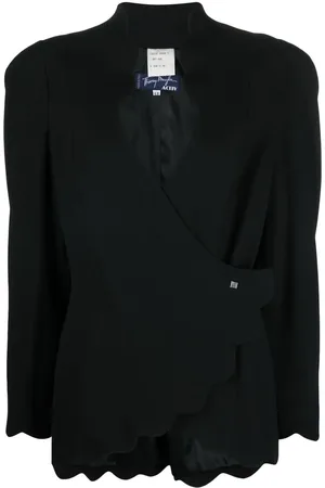 MUGLER Chamarra con bordes festoneados y cuello en V
