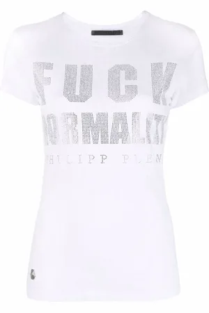 Philipp Plein Playera con detalles de cristal