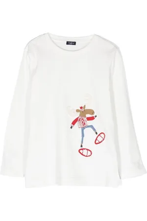 Il gufo Playera manga larga con logo bordado