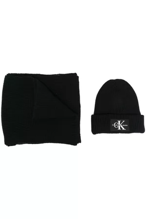 Calvin Klein Set de gorro y bufanda con parche del logo