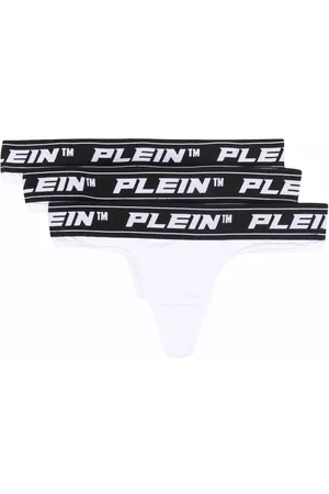 Philipp Plein Juego de tres tangas con logo en la pretina