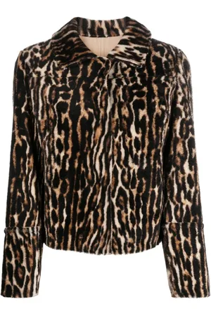 YVES SALOMON Chamarra con estampado de leopardo