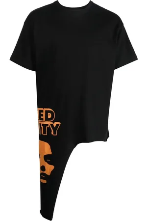 RAF SIMONS Playera asimétrica con estampado gráfico