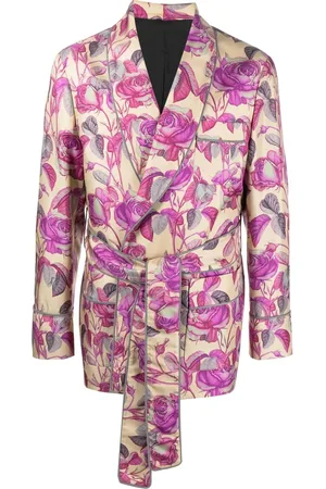 Roberto Cavalli Blazer con cinturón y estampado de rosa